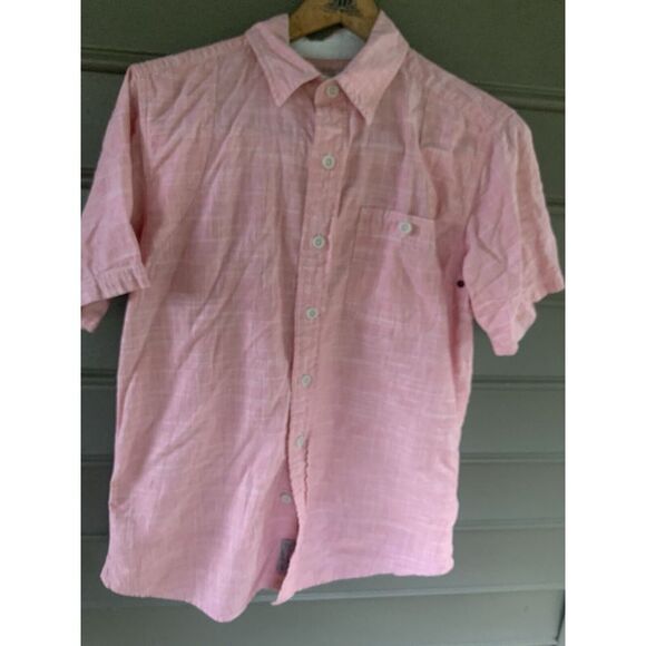 Mens M Carhartt Work Wear Pink Button Down Short‎ Sleeve 100% Cotton - Picture 1 of 5